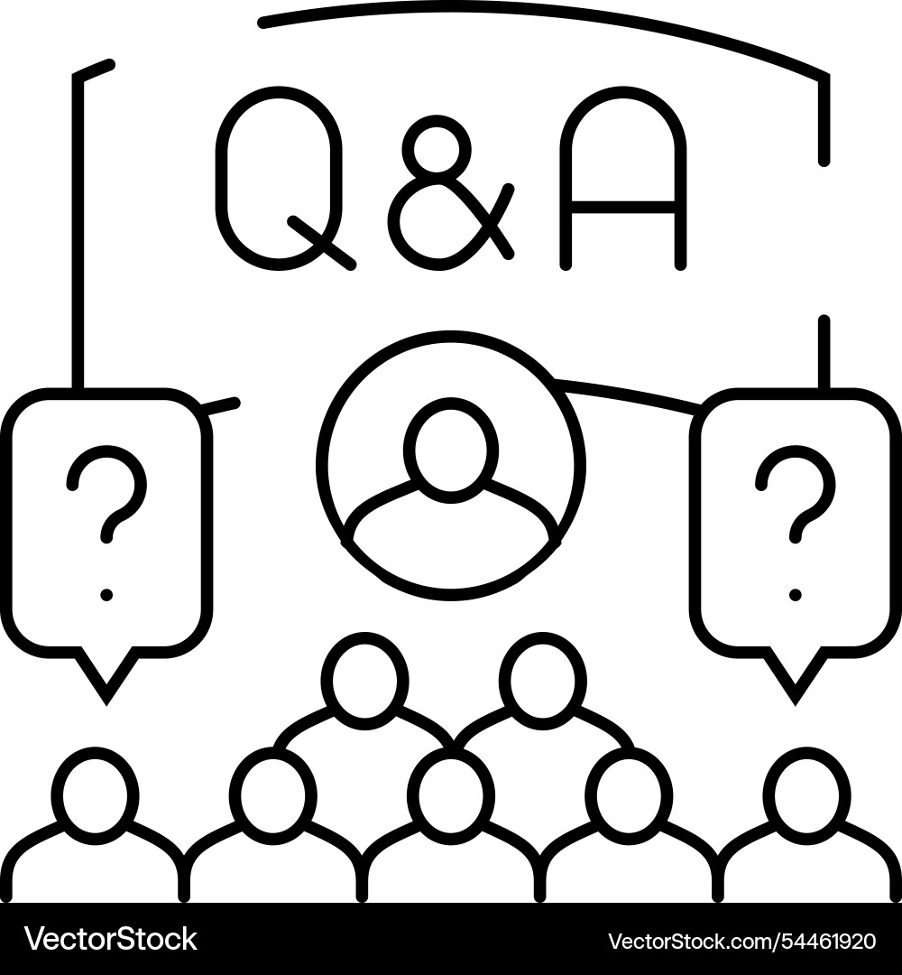 Qa session virtual conference line icon Qa session virtual conference line icon vector image