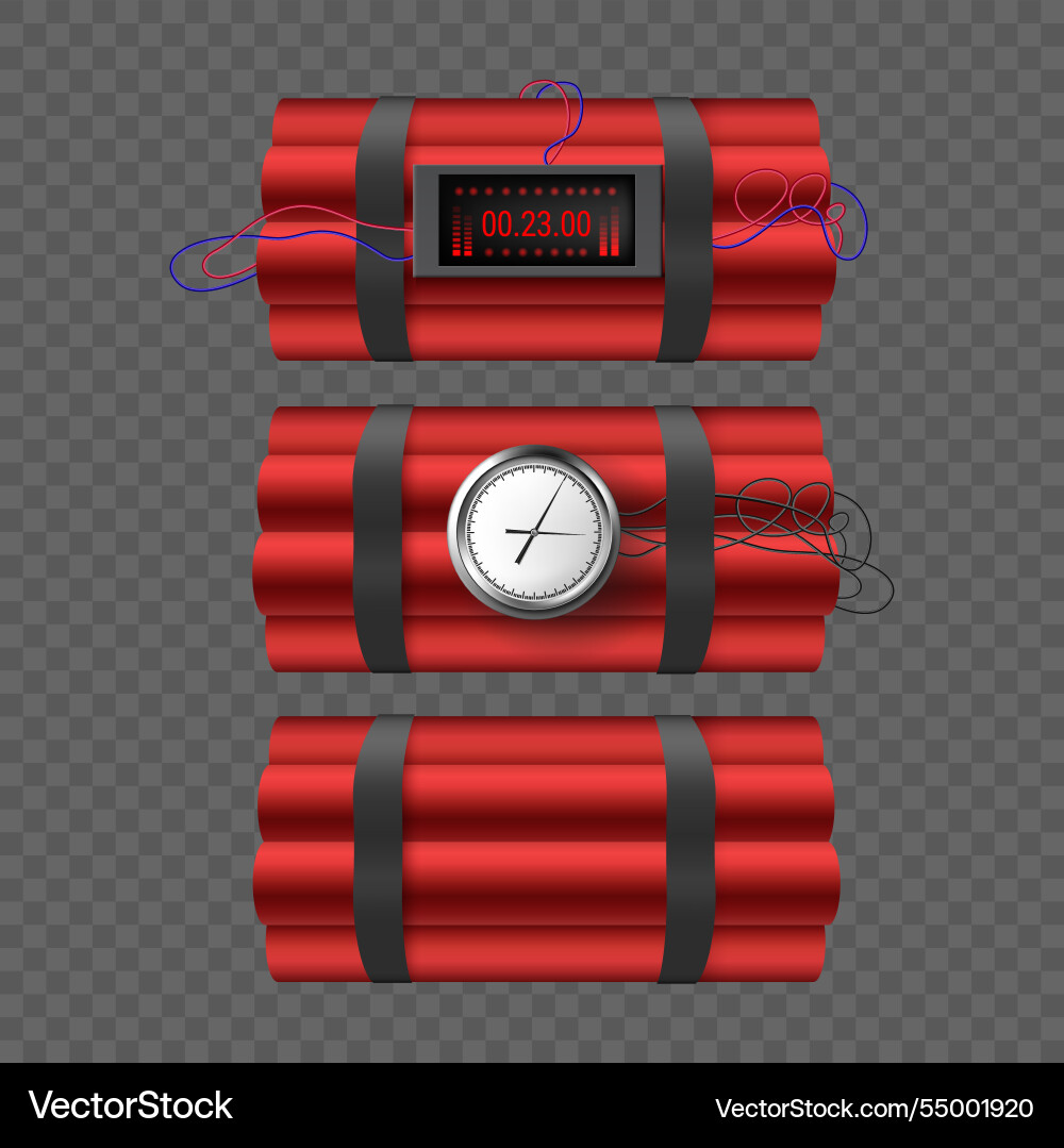 Realistic Dynamite Bomb with Timer vector image