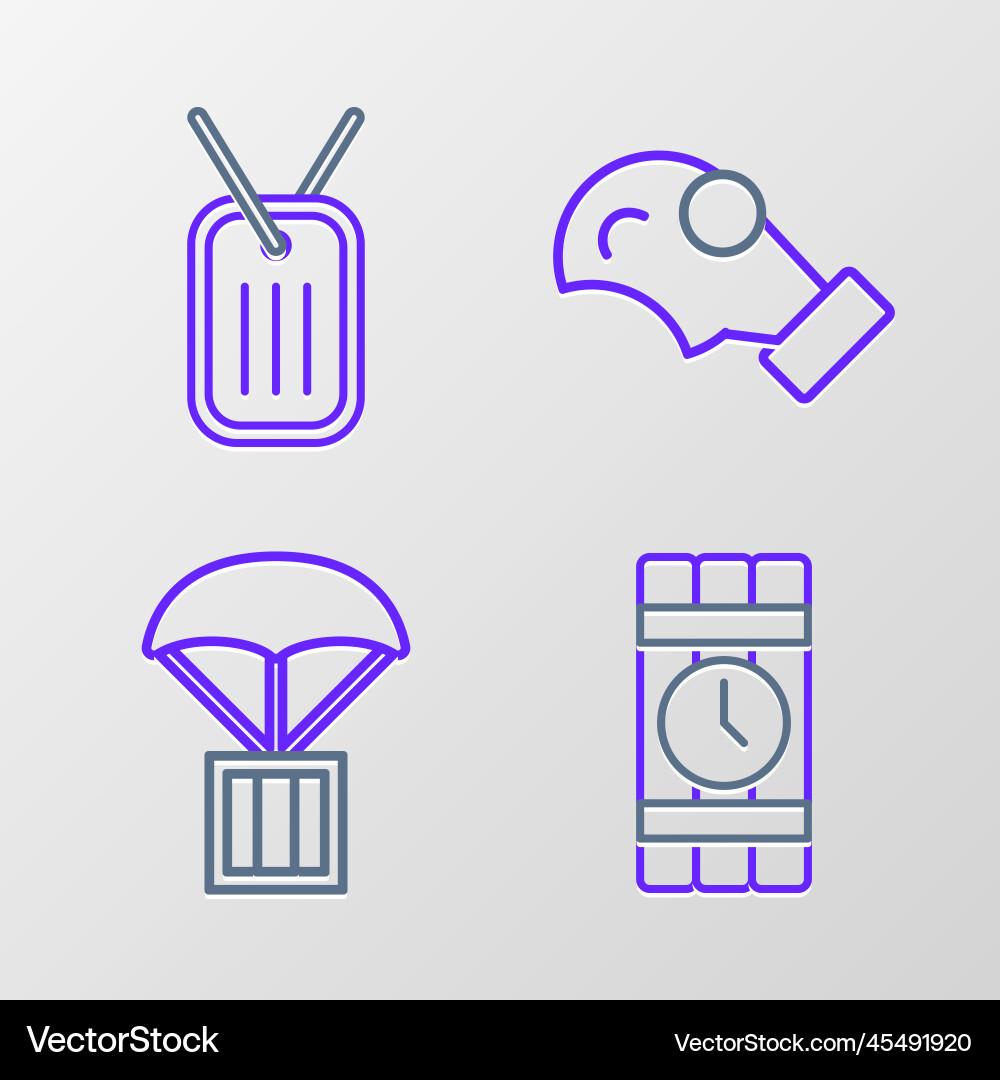 Set line dynamite and timer clock airdrop box Set line dynamite and timer clock airdrop box vector image