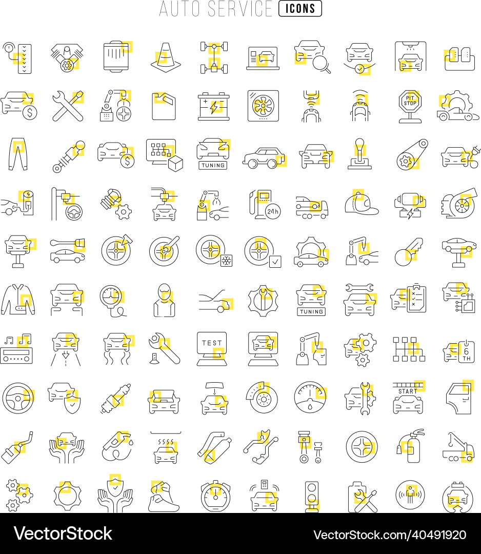 Set of linear icons auto service Set of linear icons auto service vector image