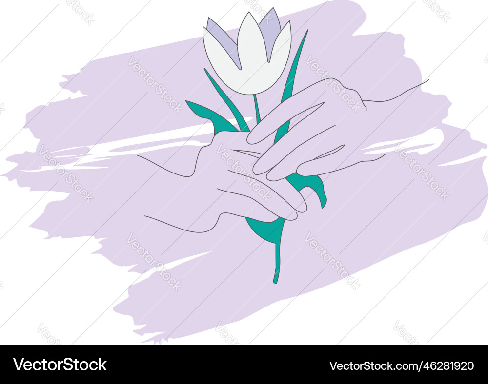Spring hand print with snowdrop-tulip Vector Image