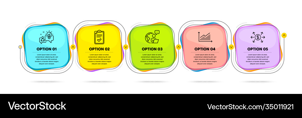 Checklist dollar exchange and graph icons set Vector Image