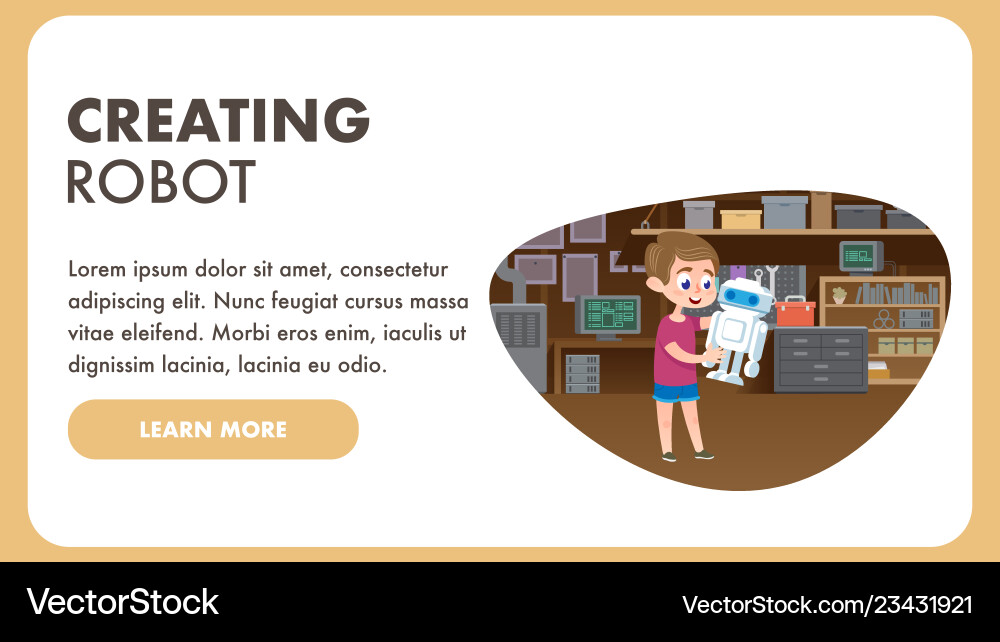 Creating robot science technology research flat Creating robot science technology research flat Vector Image