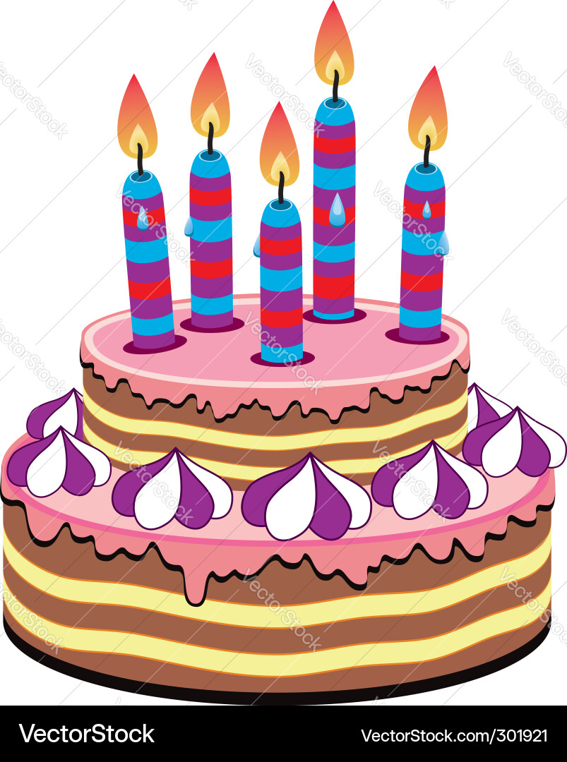 Delicious Birthday Cake with Candles Vector Image