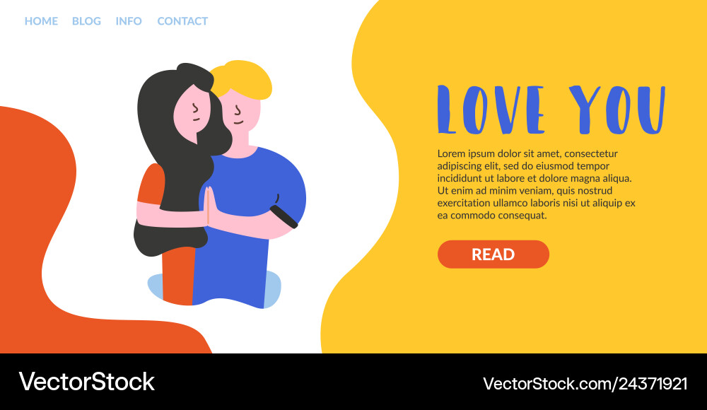 Flat Banner Liebe Sie Landing Seite Flat Banner Liebe Sie Landing Seite vektorbild