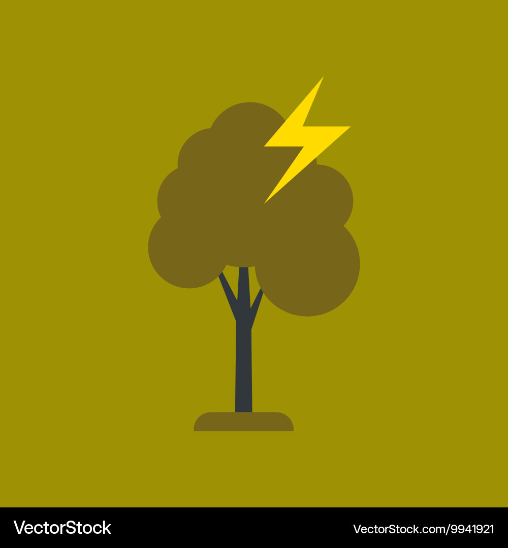 Flat icon on stylish background lightning tree vector image
