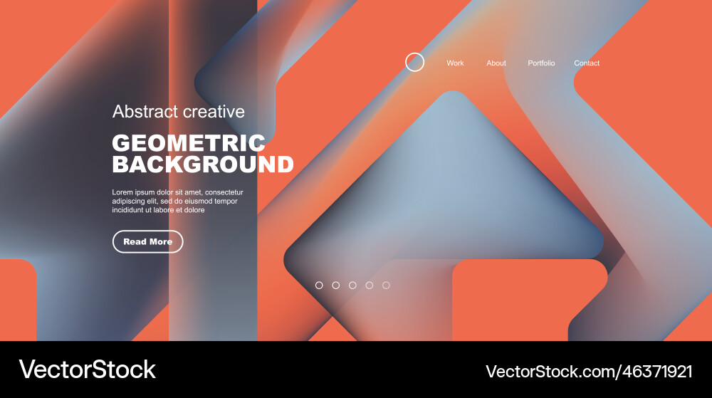 Fluid gradient triangles landing page background vector image