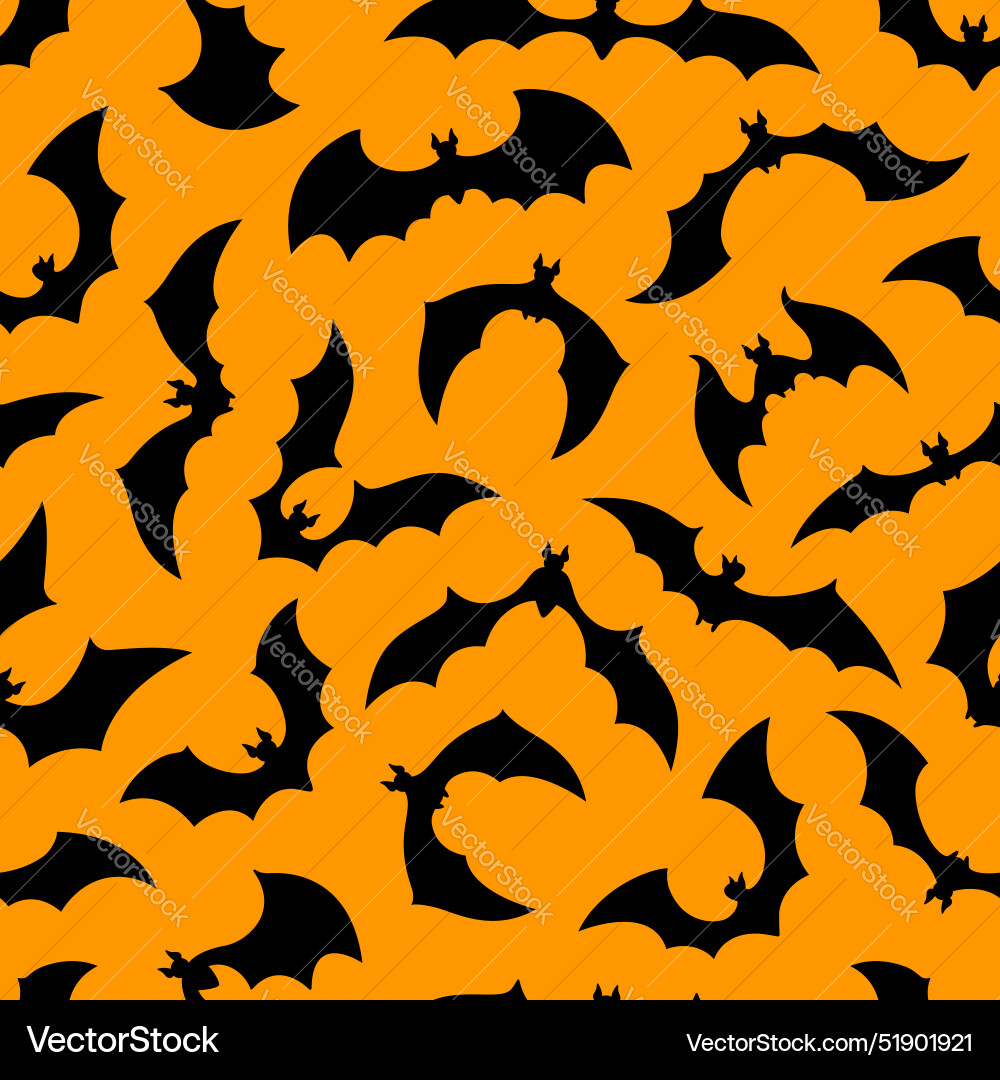 Halloween bats silhouettes seamless pattern Vector Image