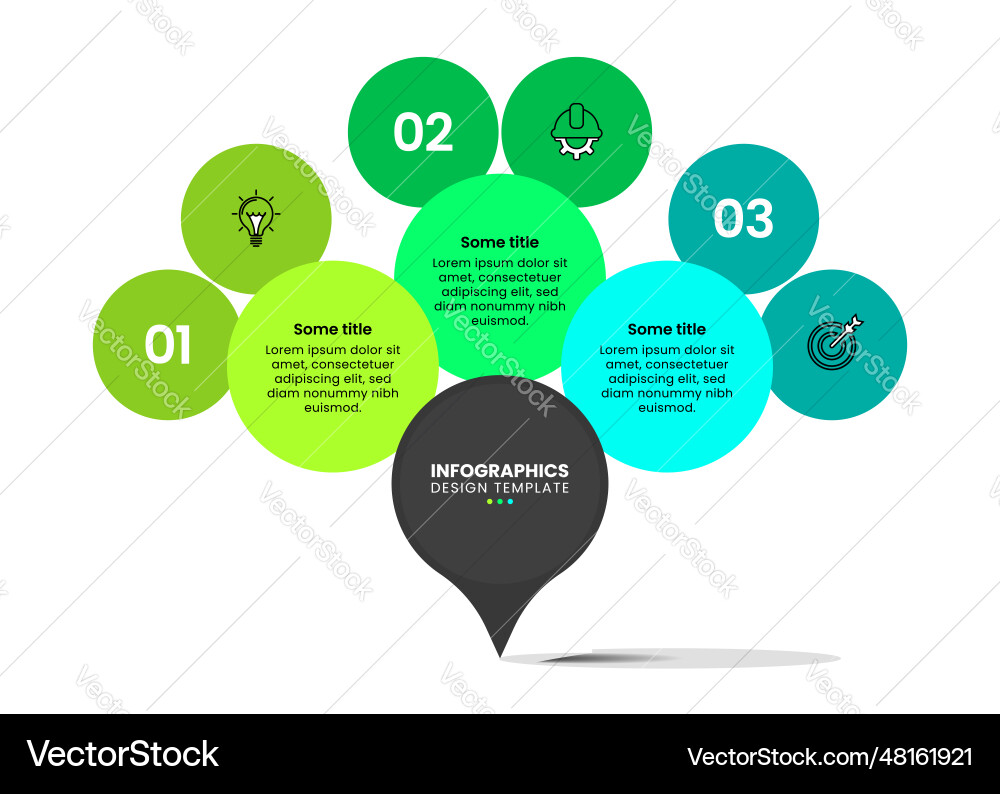 Infographic template bubble hierarchy with 3 steps Infographic template bubble hierarchy with 3 steps vector image