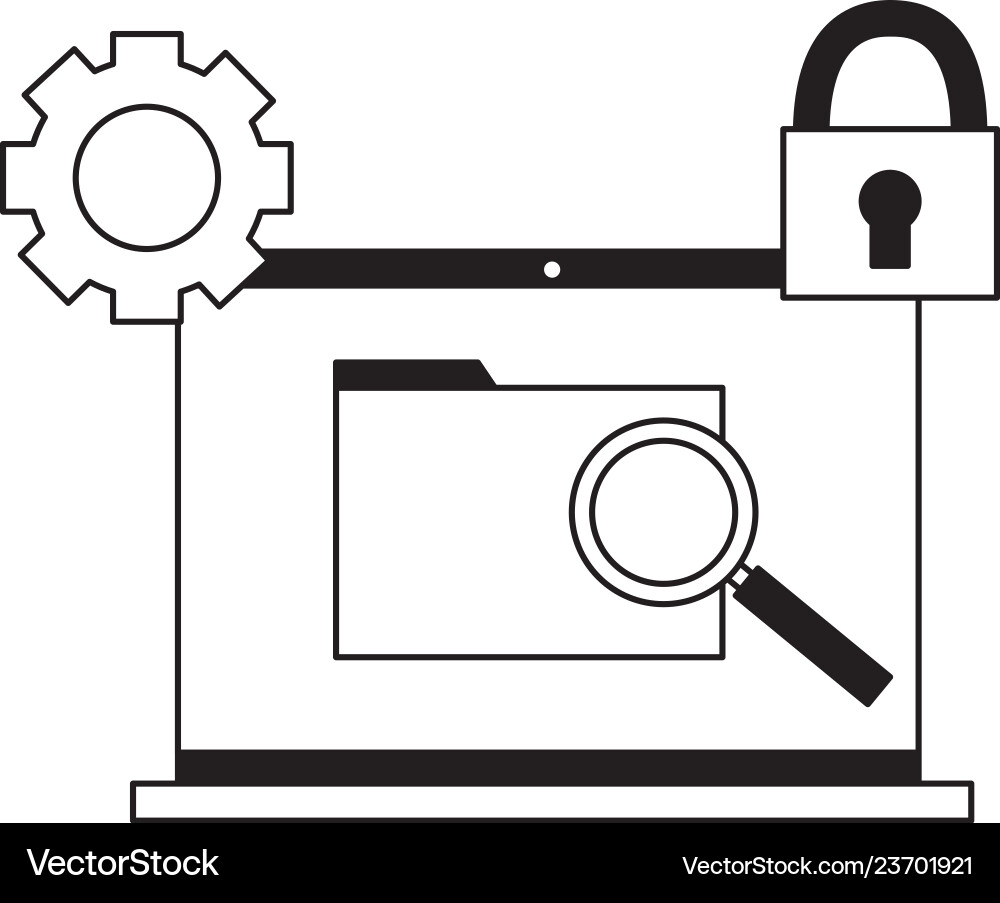 Laptop computer folder security Vector Image