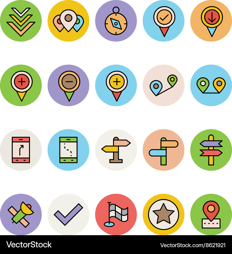 Map and navigation icons 4 Vector Image