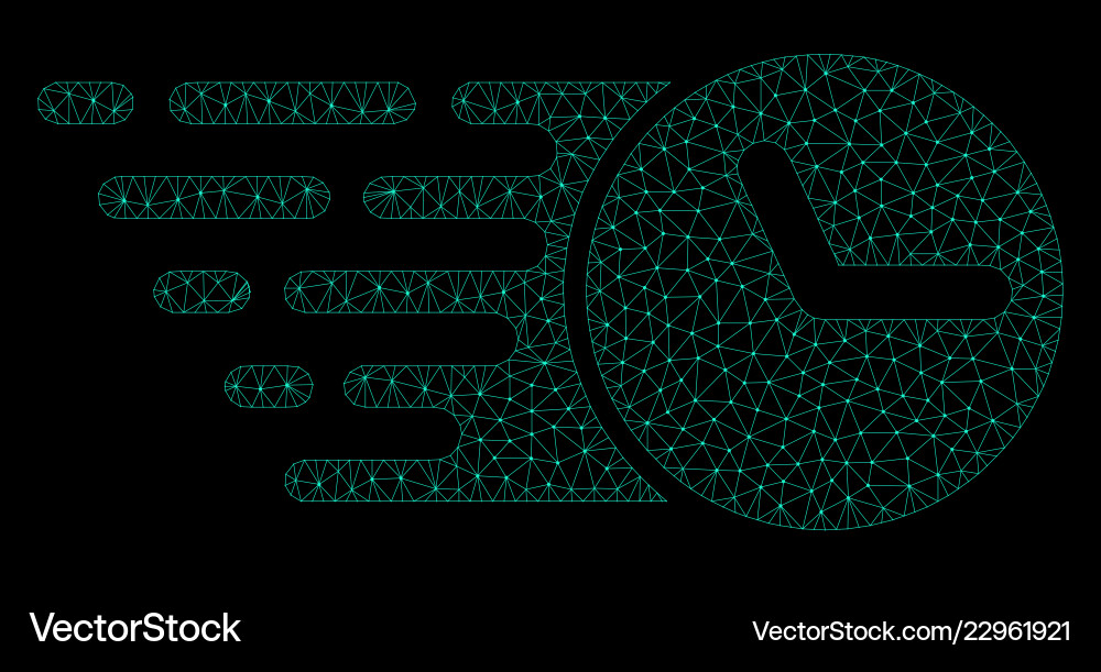 Mesh clock in polygonal carcass style Vector Image