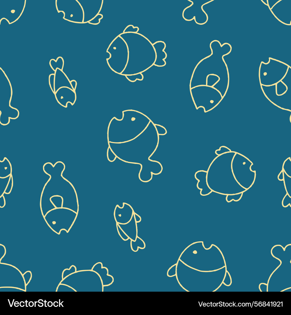 Outline fish seamless pattern background Vector Image