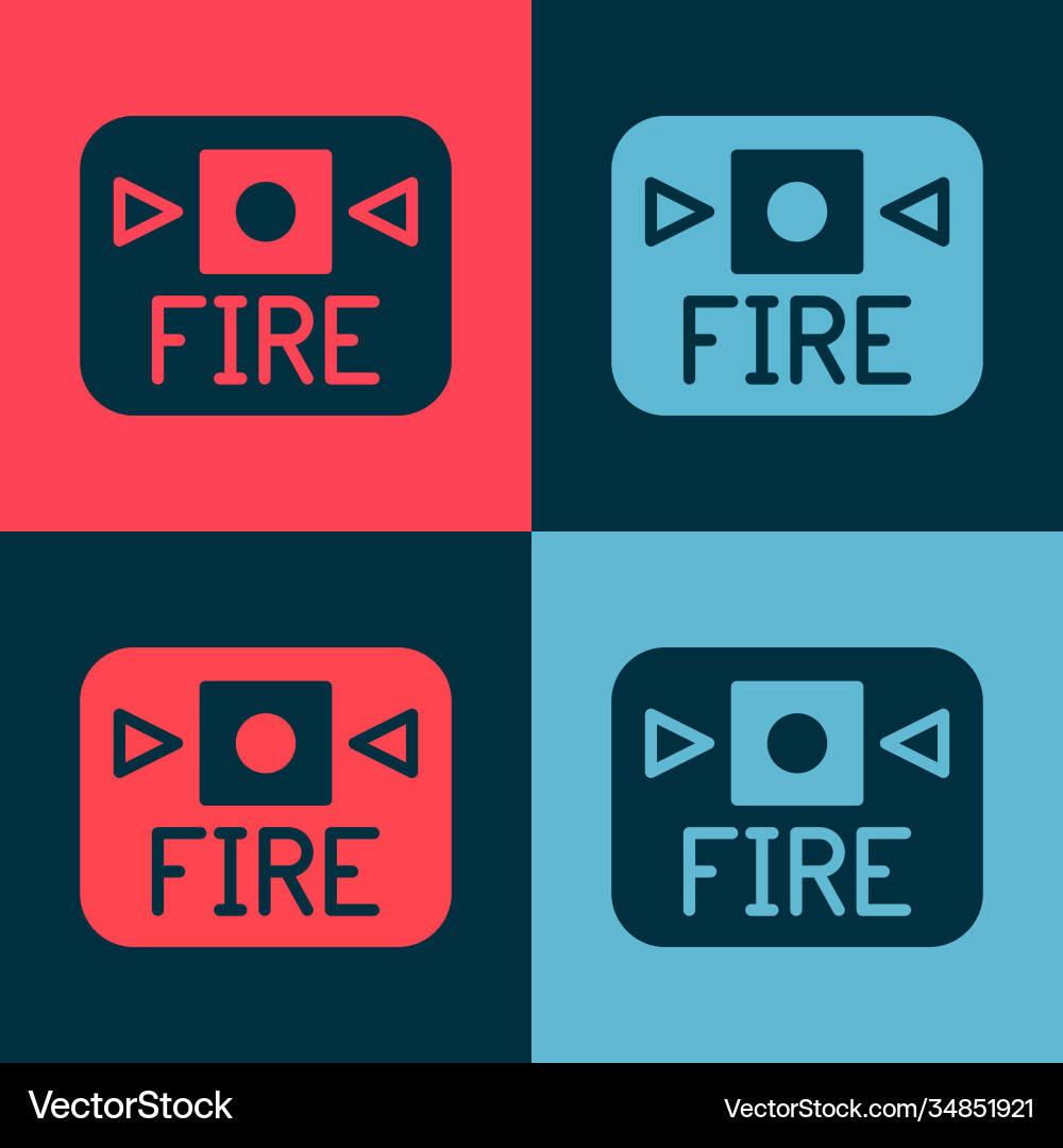 Pop art fire alarm system icon isolated on color Vector Image