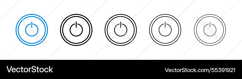 Power icons in five different stroke sizes vector image