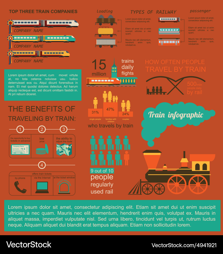 Railway infographic set elements for creating your Vector Image