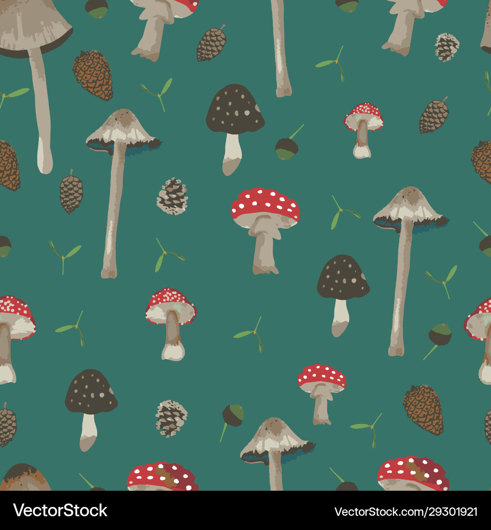 Seamless pattern background with mushrooms Seamless pattern background with mushrooms vector image