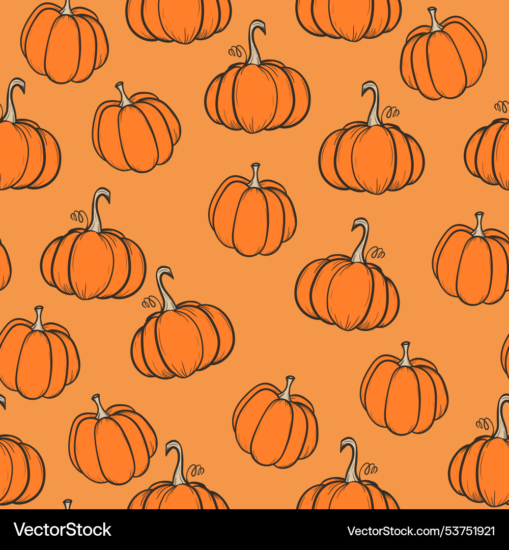 Seamless pattern with pumpkins on color background Seamless pattern with pumpkins on color background vector image