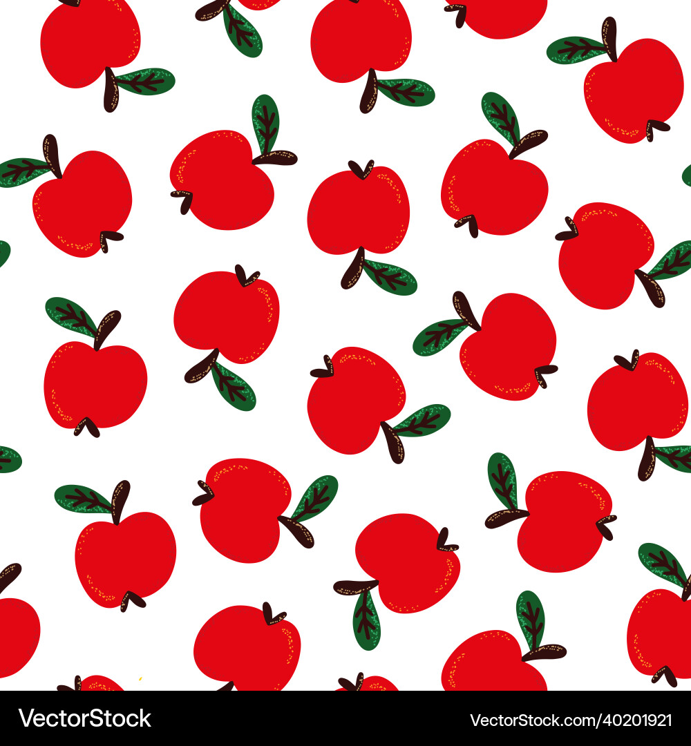 Seamless pattern with red apples on a white Seamless pattern with red apples on a white vector image