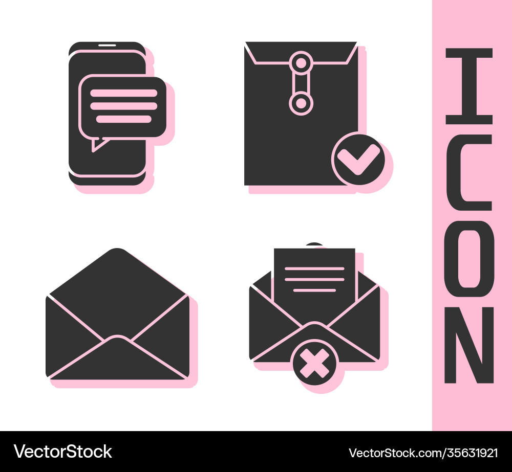 Set delete envelope chat messages notification Set delete envelope chat messages notification vector image