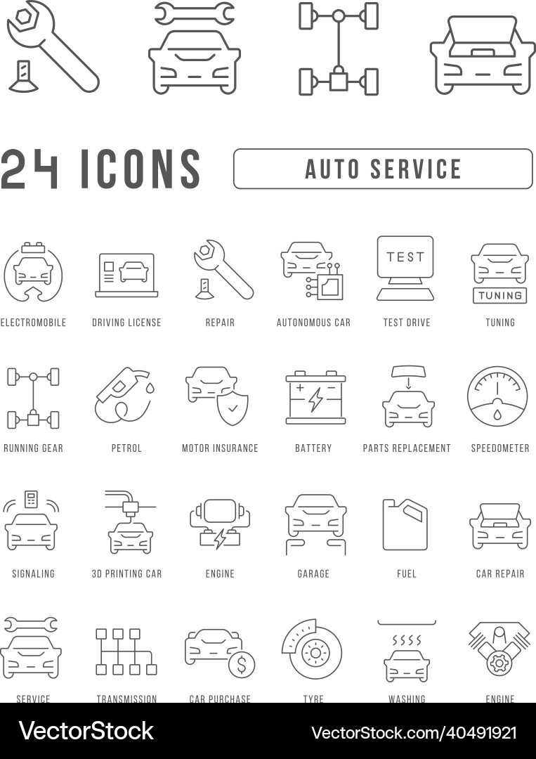 Set of linear icons auto service Set of linear icons auto service vector image