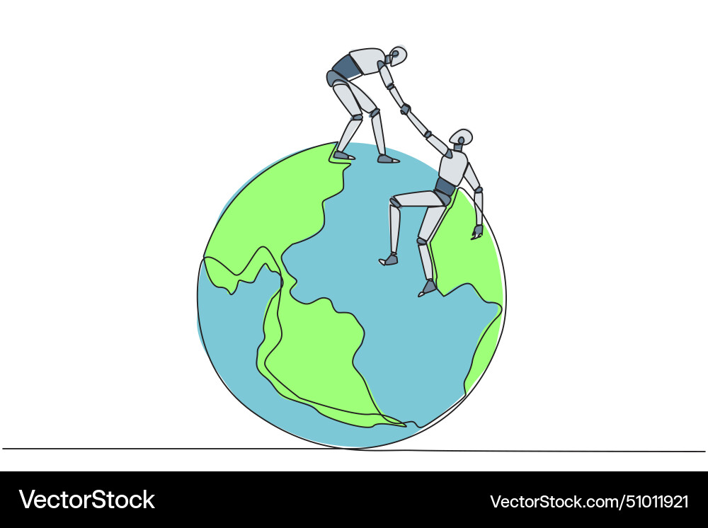 Single continuous line drawing smart robotic Single continuous line drawing smart robotic vector image