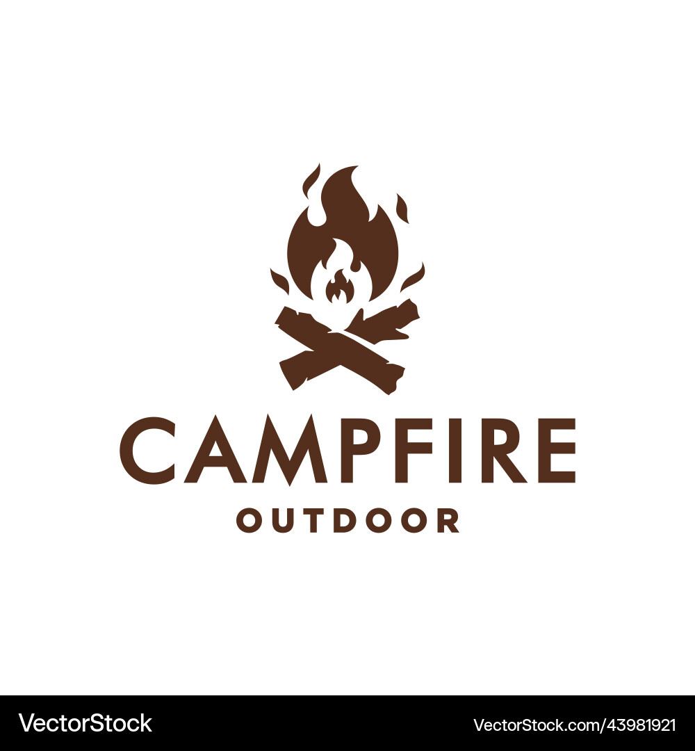 Vintage Campfire Logo - Fire & Wood Vector Image