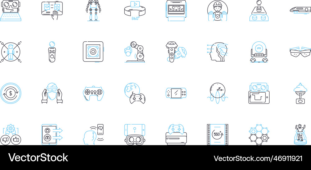 Virtual analytics linear icons set analysis Virtual analytics linear icons set analysis vector image
