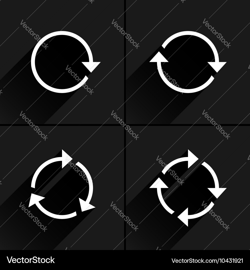 Weiße Pfeilschleife erfrischen Reload Rotation Icon vektorbild
