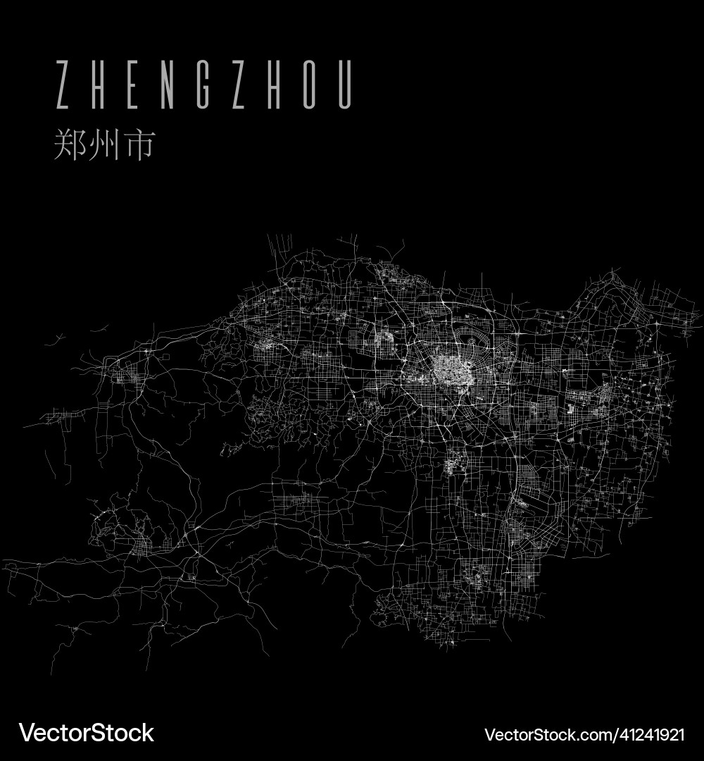 Zhengzhou city province map poster china Zhengzhou city province map poster china vector image