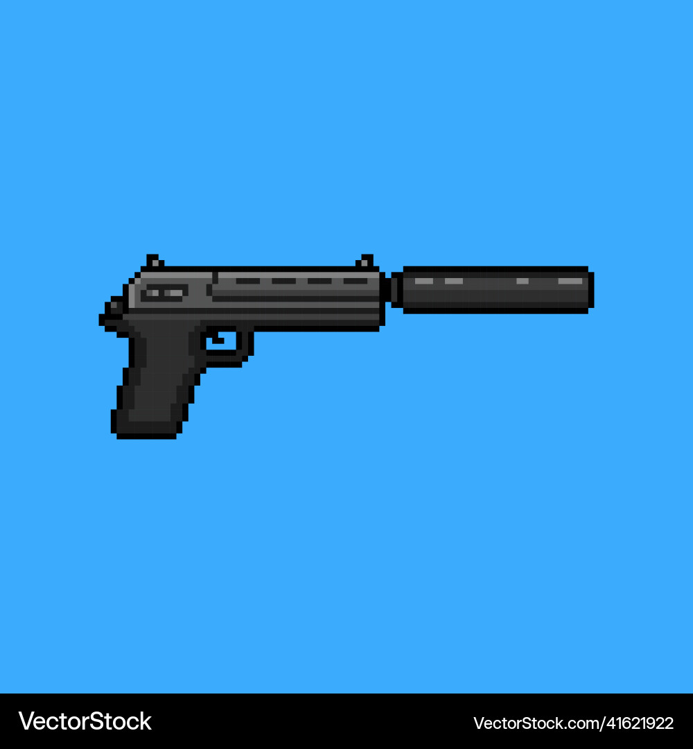 Black pistol pixel art Black pistol pixel art vector image