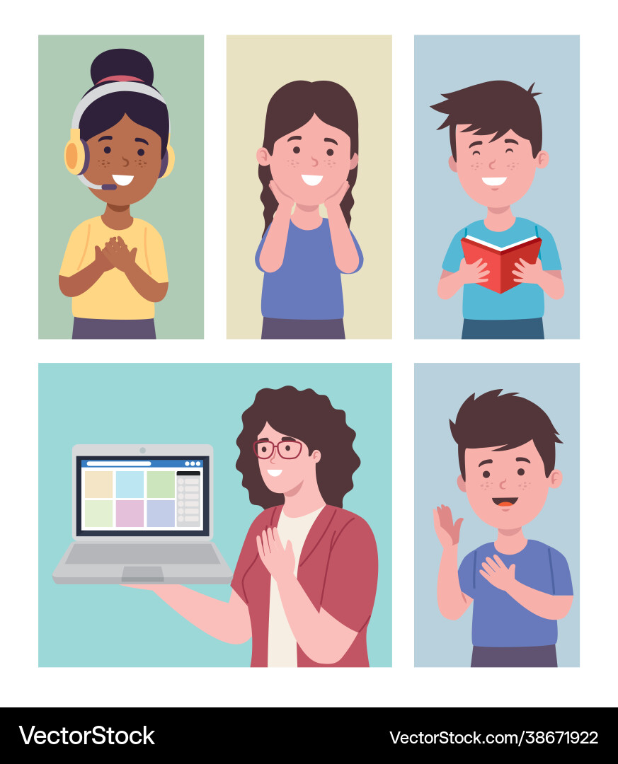 Bundle icons for virtual class Vector Image