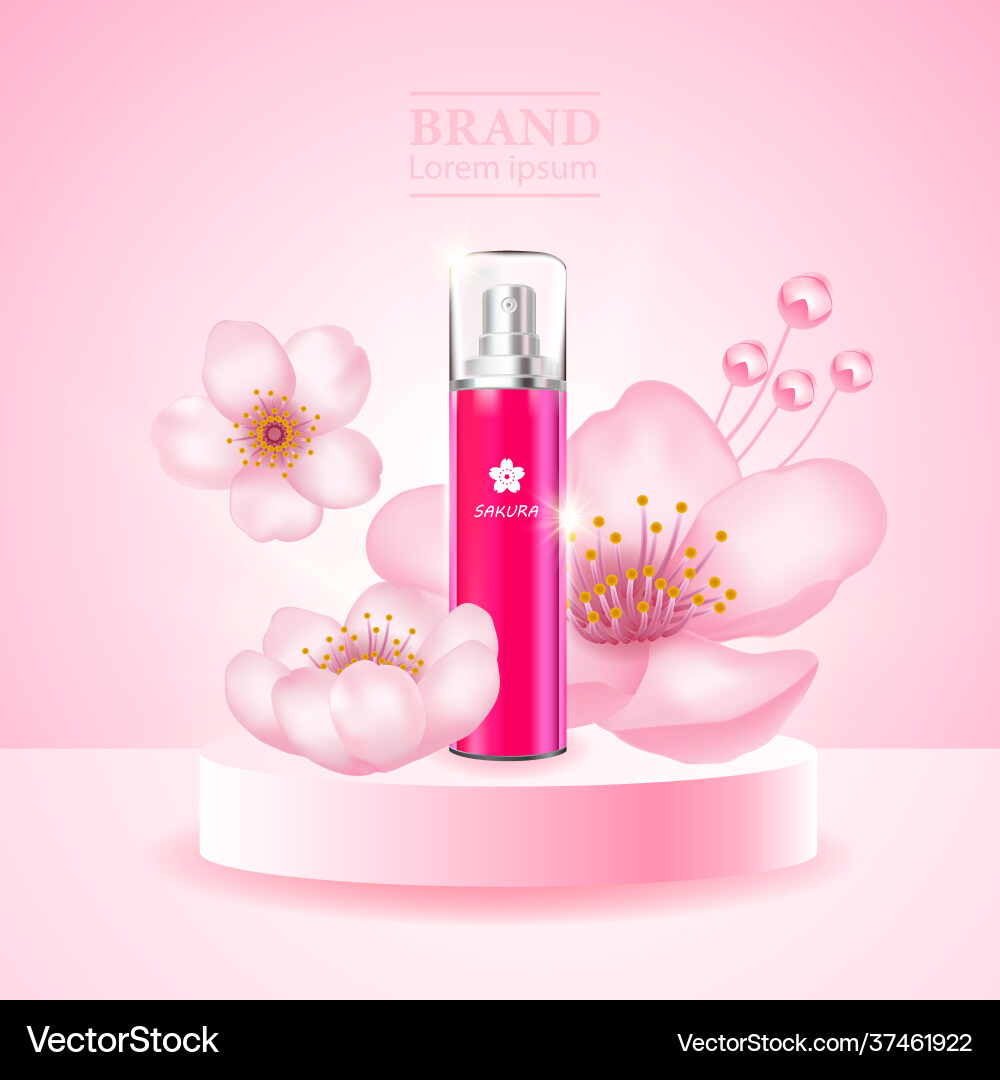 Cherry blossom cream serum product Cherry blossom cream serum product vector image