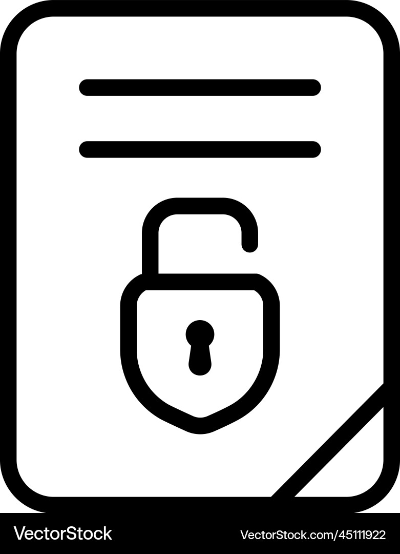 File Unlock Icon - Access Security vector image