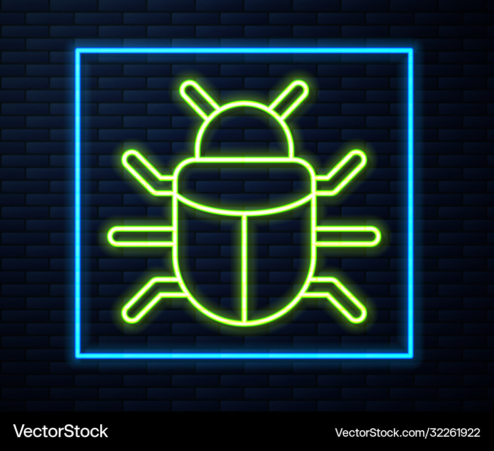 Glowing neon line system bug concept icon isolated Glowing neon line system bug concept icon isolated Vector Image