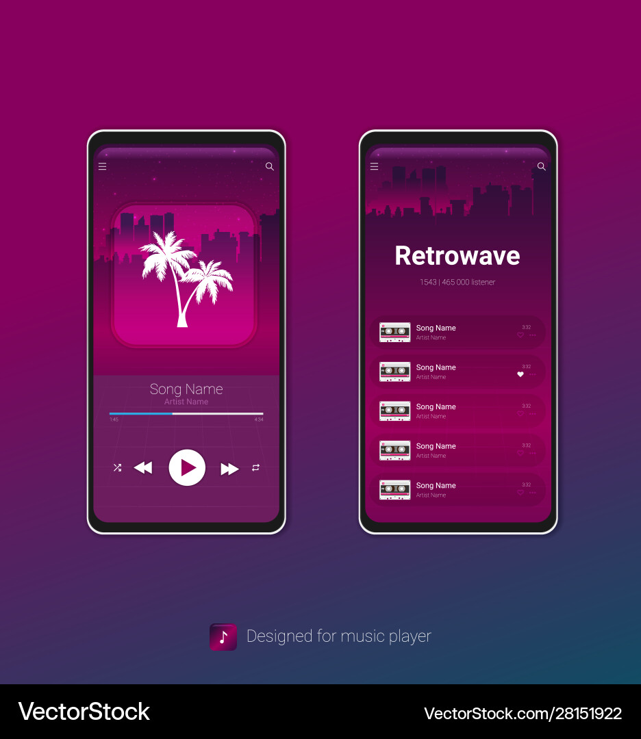 Mobile application interface music player Mobile application interface music player vector image