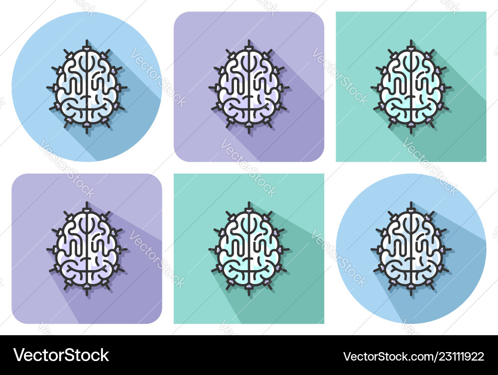 Outlined icon of brain as central processing unit Outlined icon of brain as central processing unit vector image