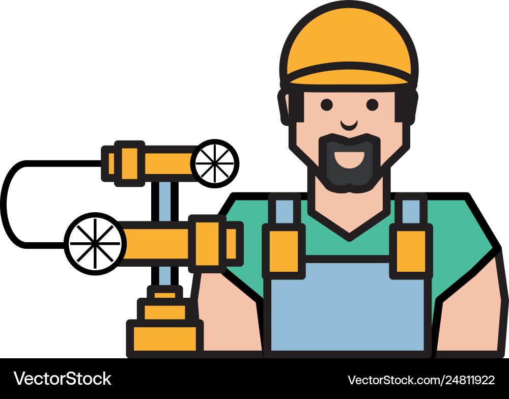 Pipeline petroleum with worker character Pipeline petroleum with worker character Vector Image