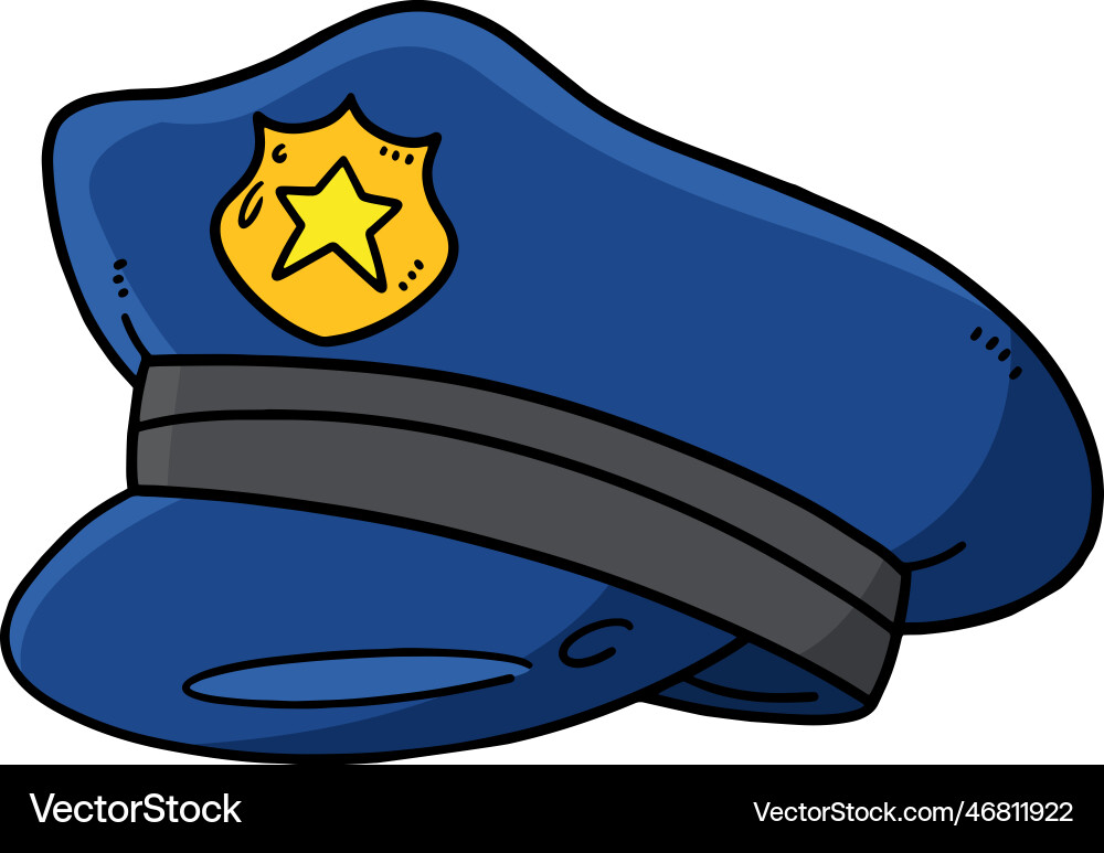 Police hat cartoon colored clipart vector image