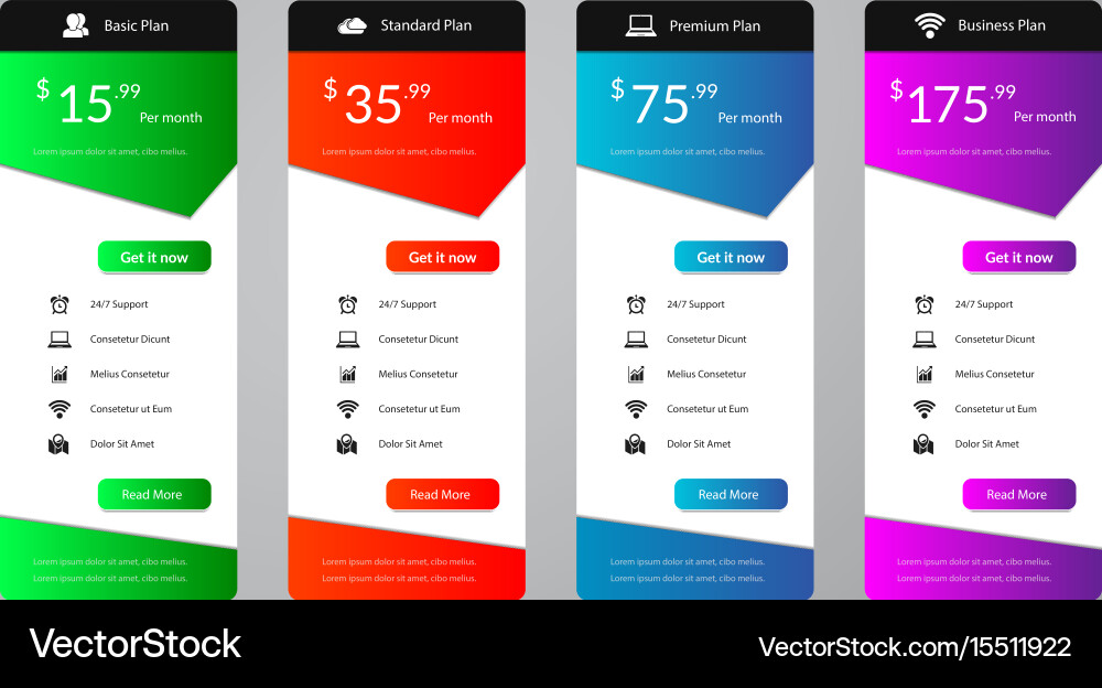 Pricing tables web template design vector image