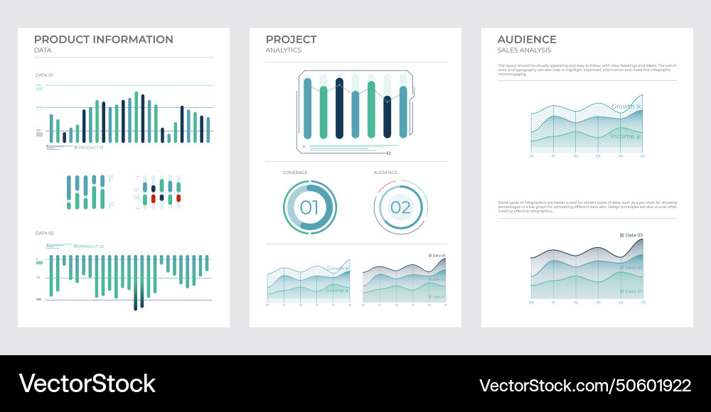 Project business analysis charts in color Vector Image