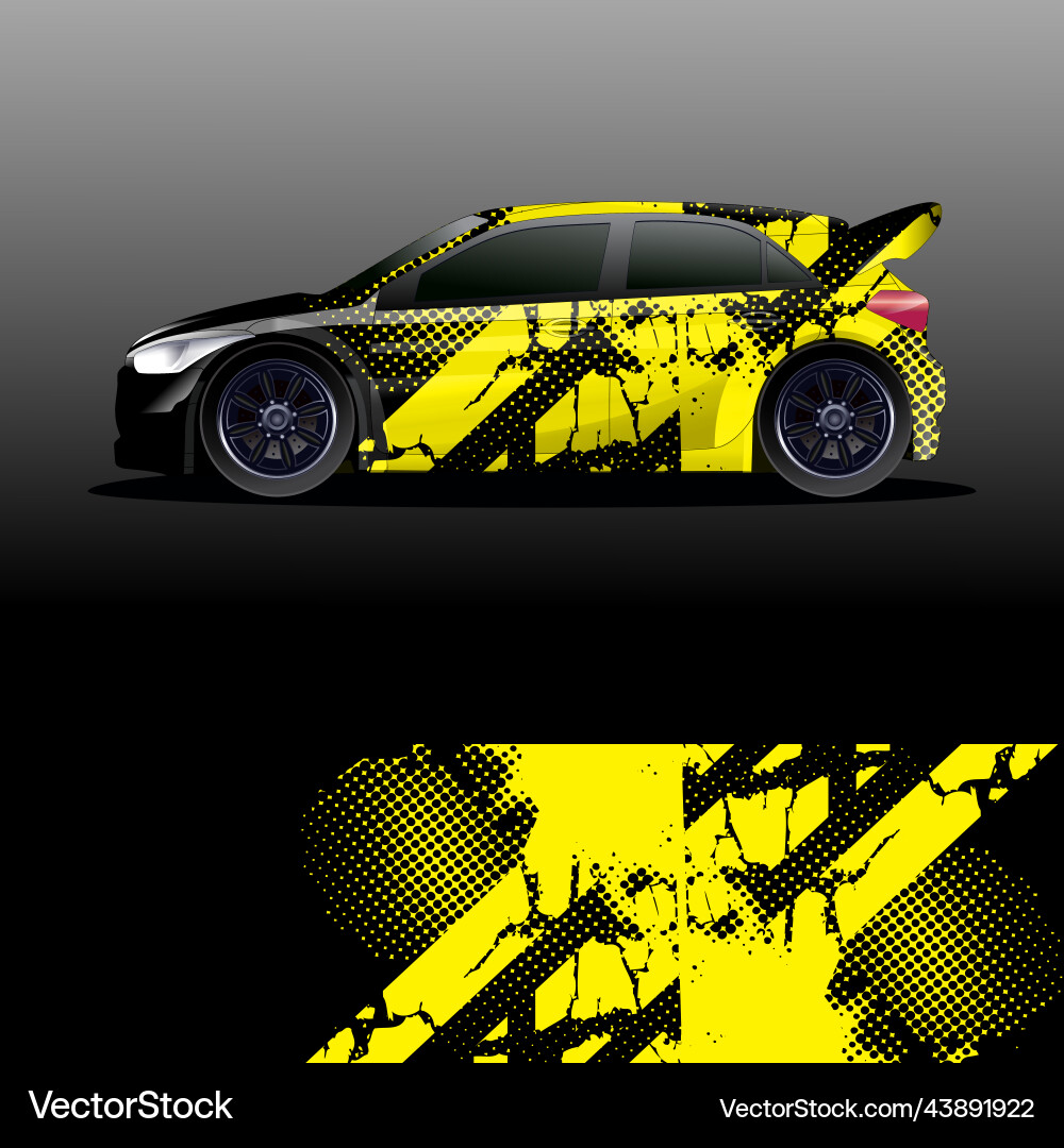 Rally Car Wrap Decal Vector Image