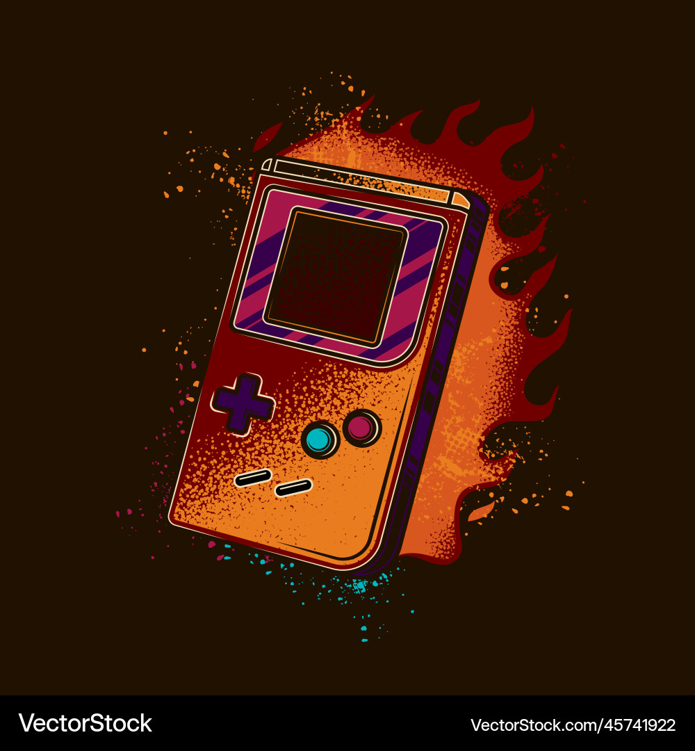 Retro Console with Flame vector image