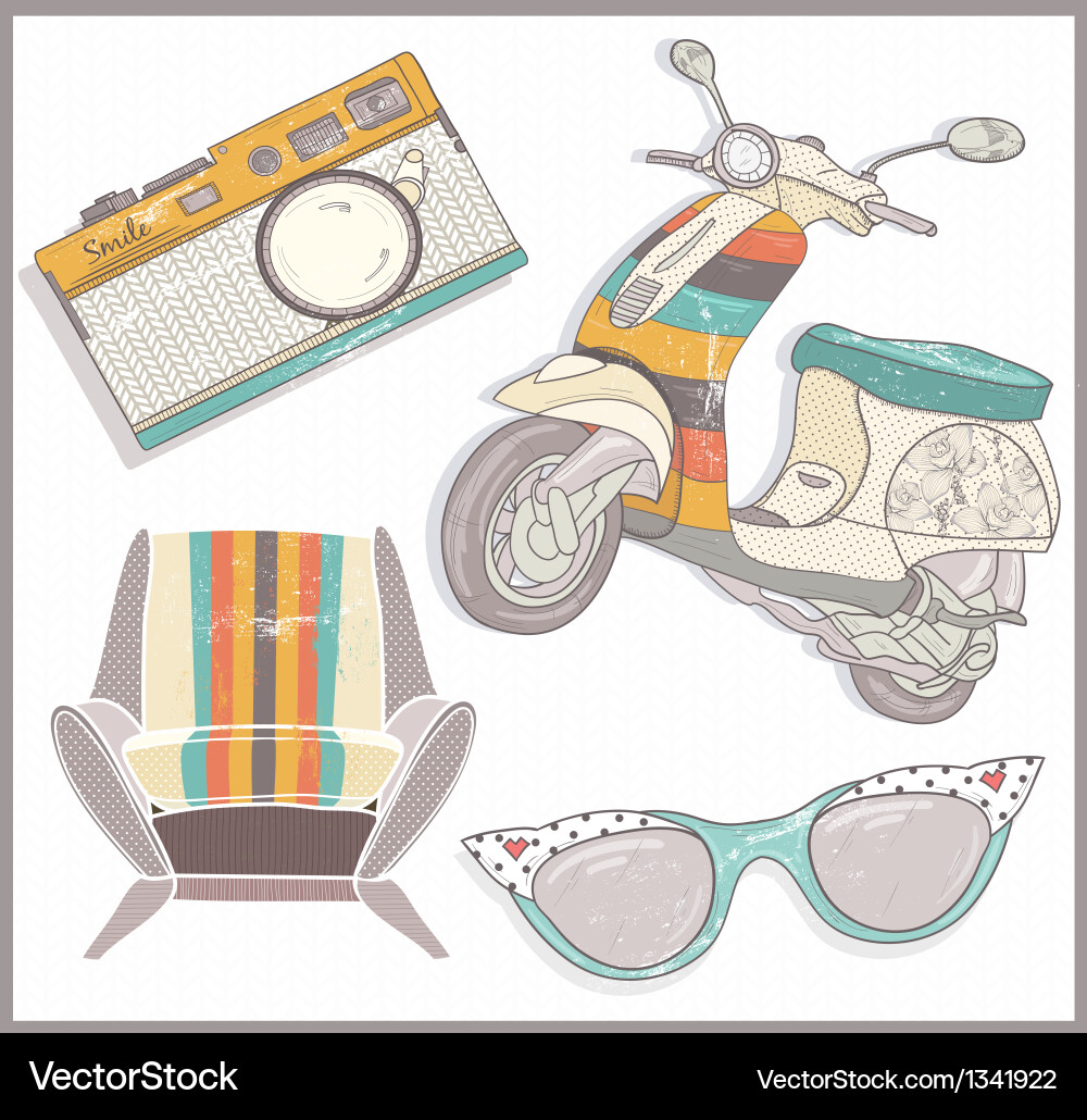Retro elements set Royalty Free Vector Image - VectorStock
