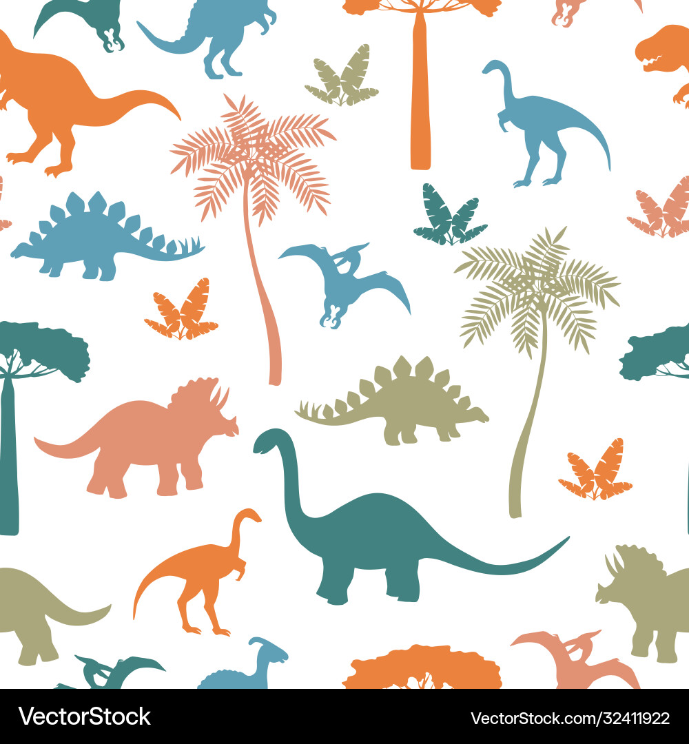 Seamless pattern with colorful dinosaur Vector Image