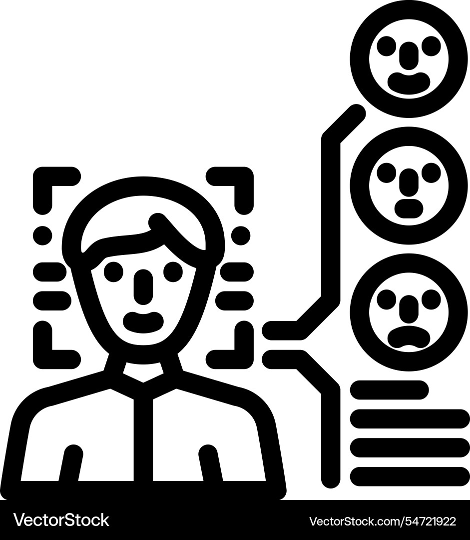 Sentiment analysis face nlp line icon Sentiment analysis face nlp line icon vector image