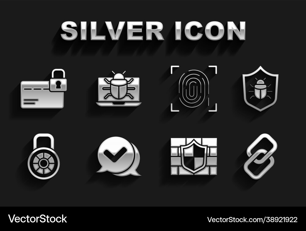 Set check mark in speech bubble system bug chain Vector Image
