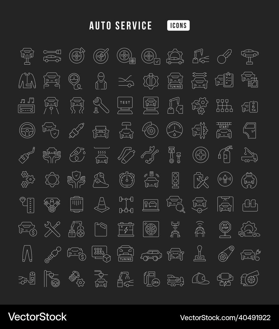 Set of linear icons auto service Set of linear icons auto service vector image