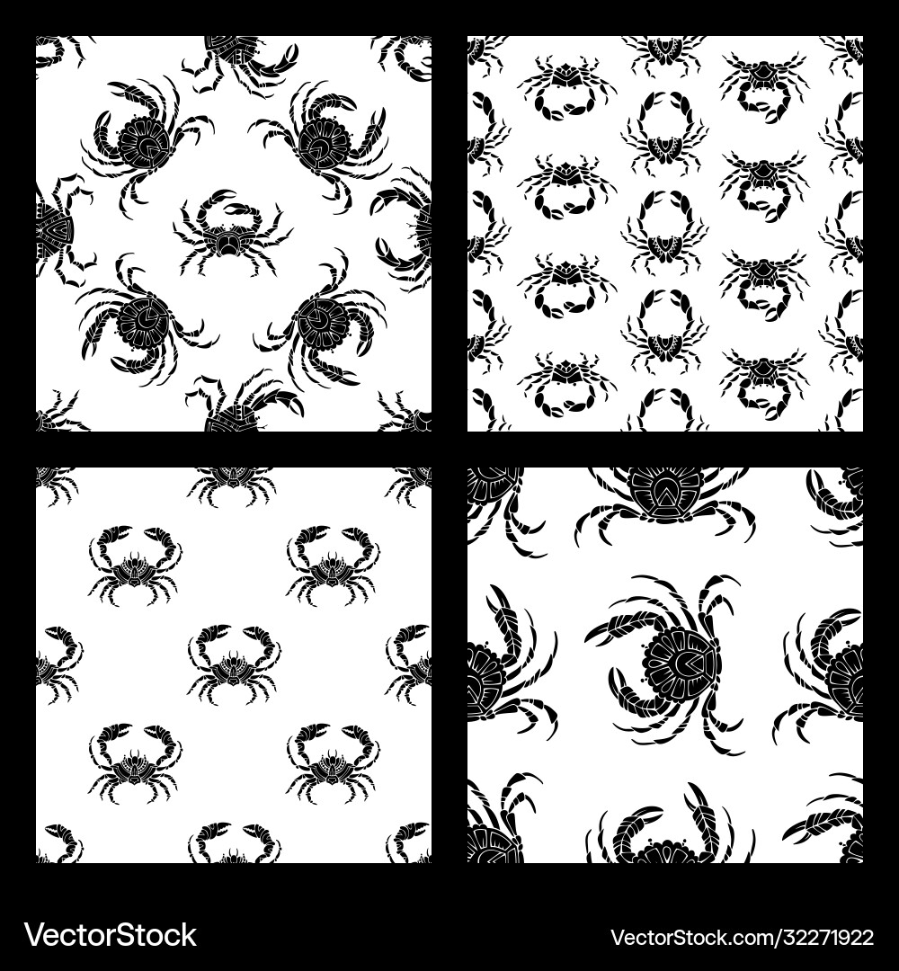 Set seamless crabs patterns Set seamless crabs patterns vector image