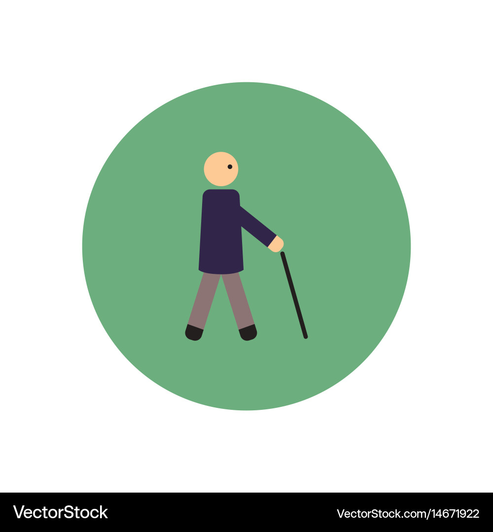 Stylish icon in color circle man with stick Vector Image